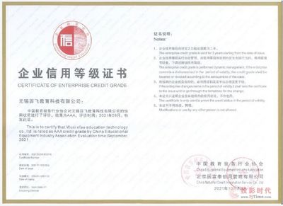 喜訊!羿飛教育獲得教育裝備行業(yè)AAA企業(yè)信用等級(jí)!